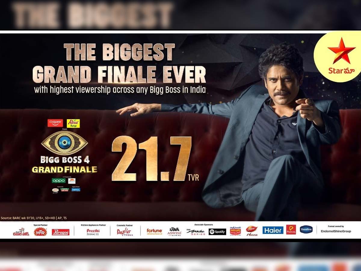 Bigg Boss 4 Telugu Finale episode acquires record breaking TRP