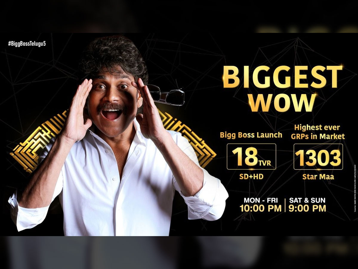 TRP Report: Bigg Boss 5 Telugu Launch Episode: 18 TVR (SD+HD)