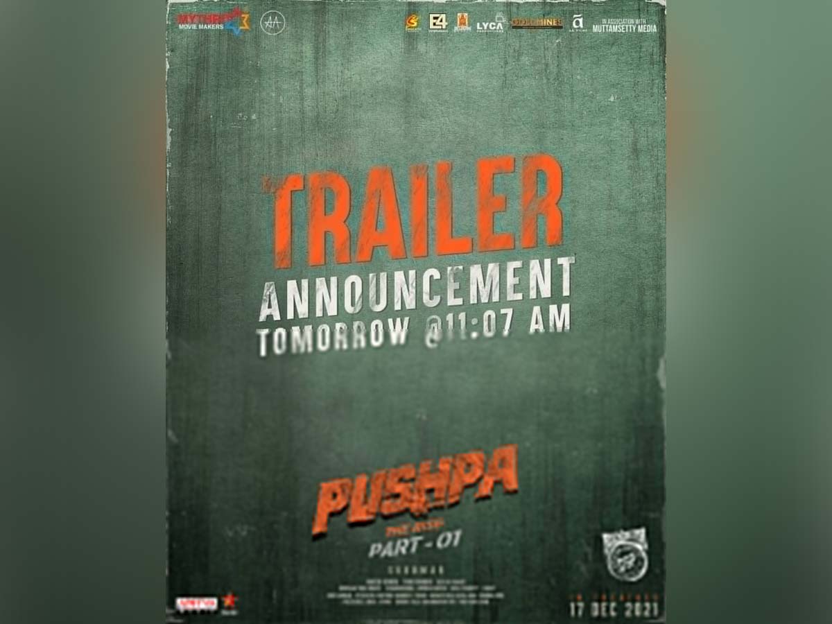 Pushpa: The Rise trailer announcement tomorrow