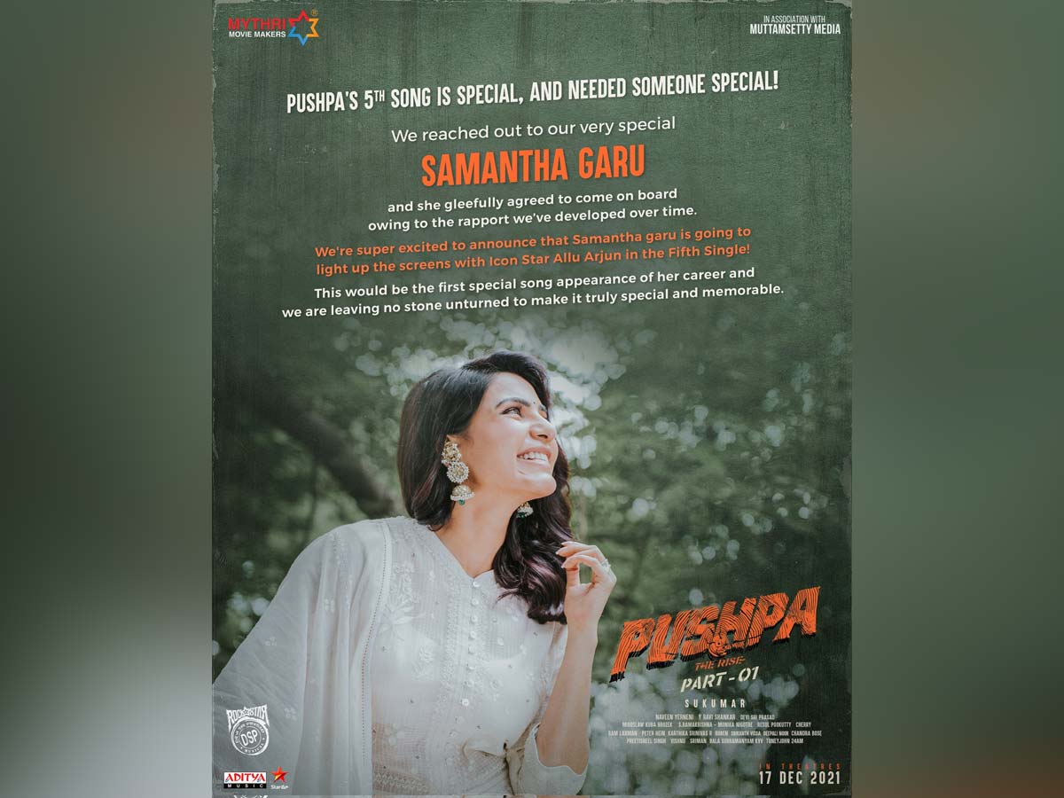 Samantha to start the shoot of Pushpa special song on this date