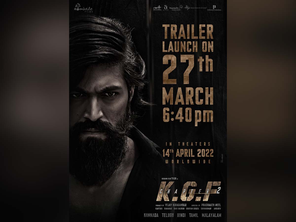 Official: KGF Chapter 2 trailer on 27th March