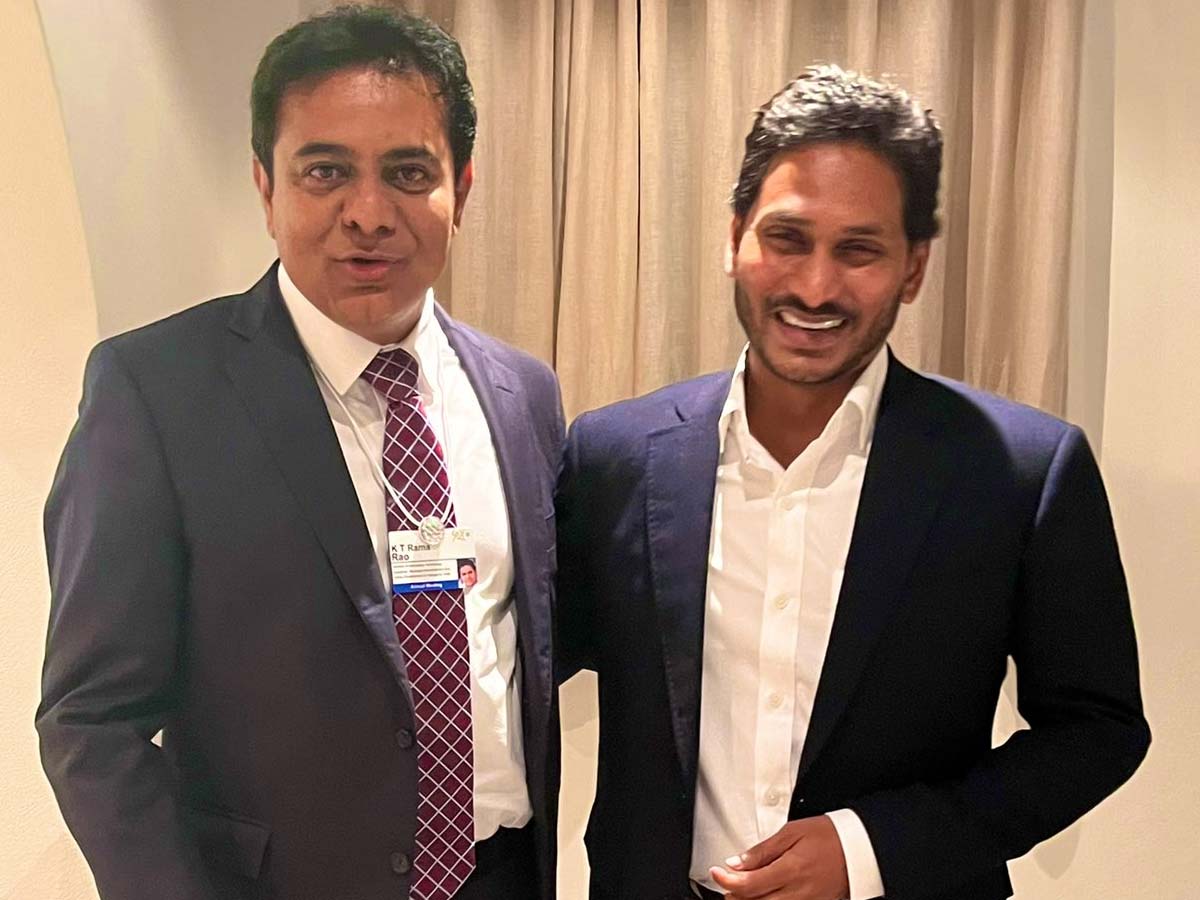 KTR and YS Jagan Mohan Reddy meet at Davos