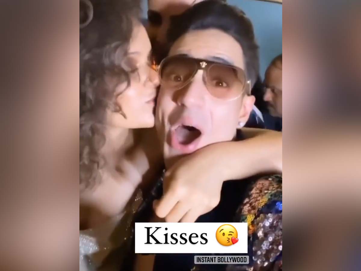 Kangana Ranaut showers Shivam Sharma with kisses! Video viral