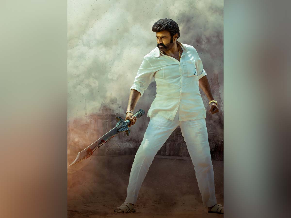 NBK107 poster: Balakrishna with a bloody sword